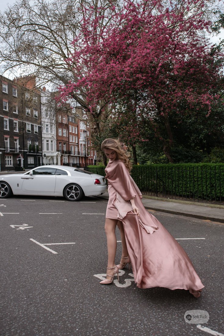 blush pink cape dress Luxurious Blush Pink Satin Cape Dress